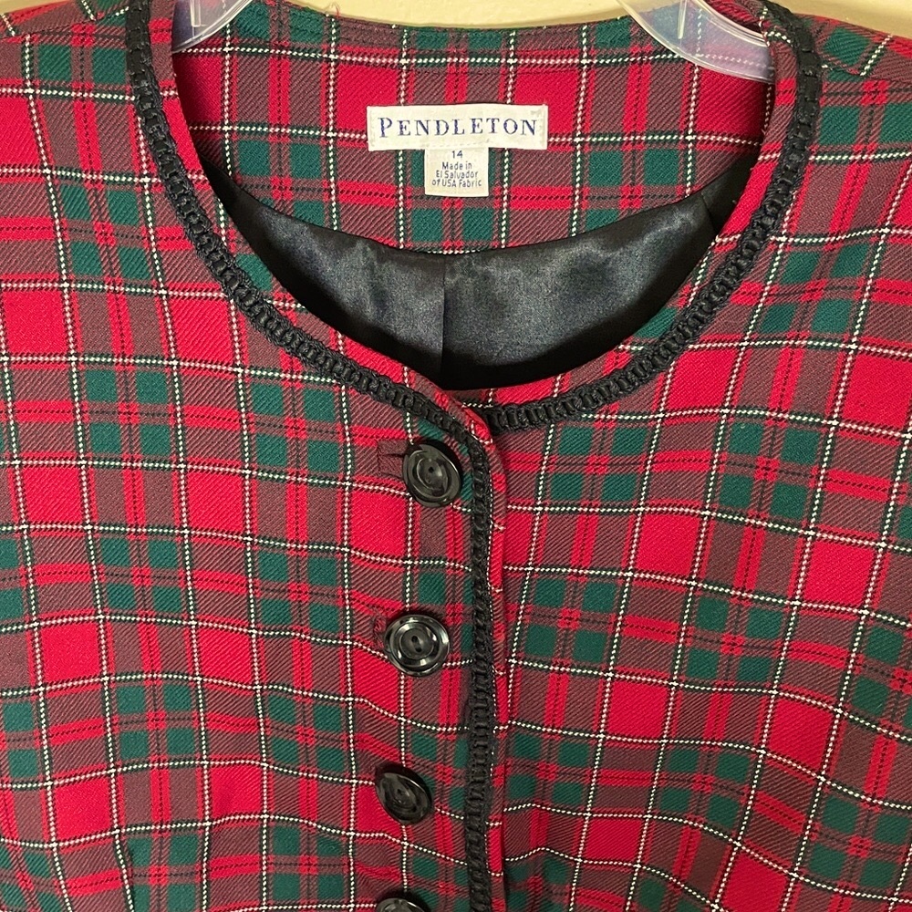 Vintage Pendleton Plaid Tartan Wool Jacket Blazer Women's Size 14 - Picture 5 of 10